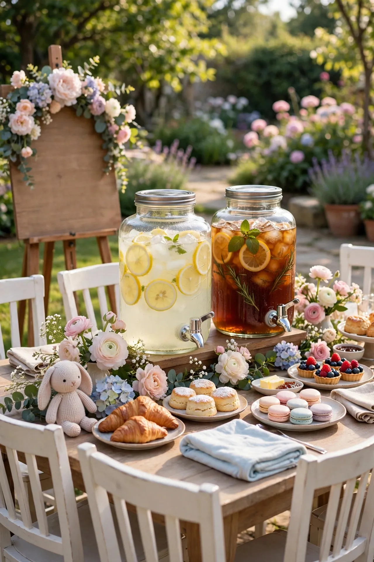 Sip and see baby celebration with lemonade and pastries