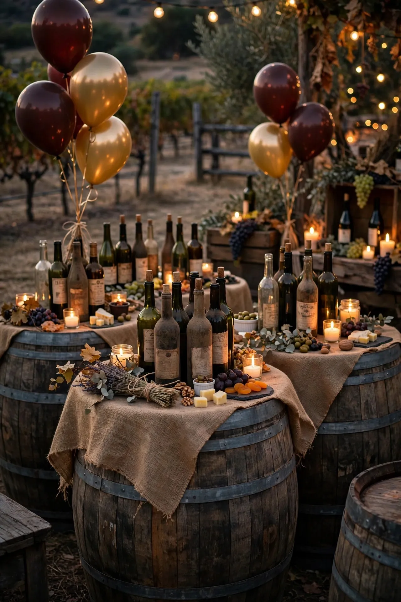 Aged to perfection 40th birthday with wine barrels