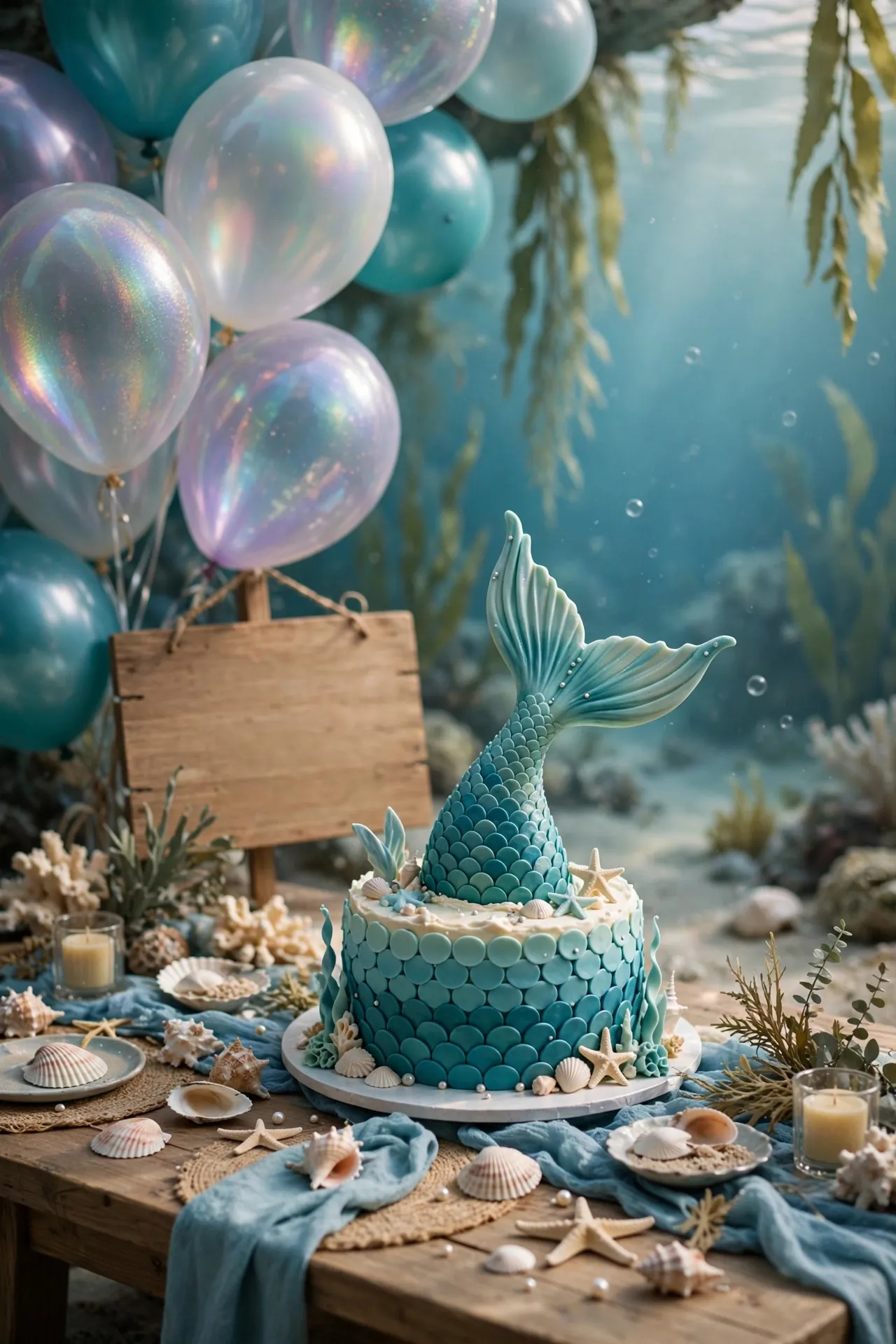 Under the sea first birthday decorations with shells