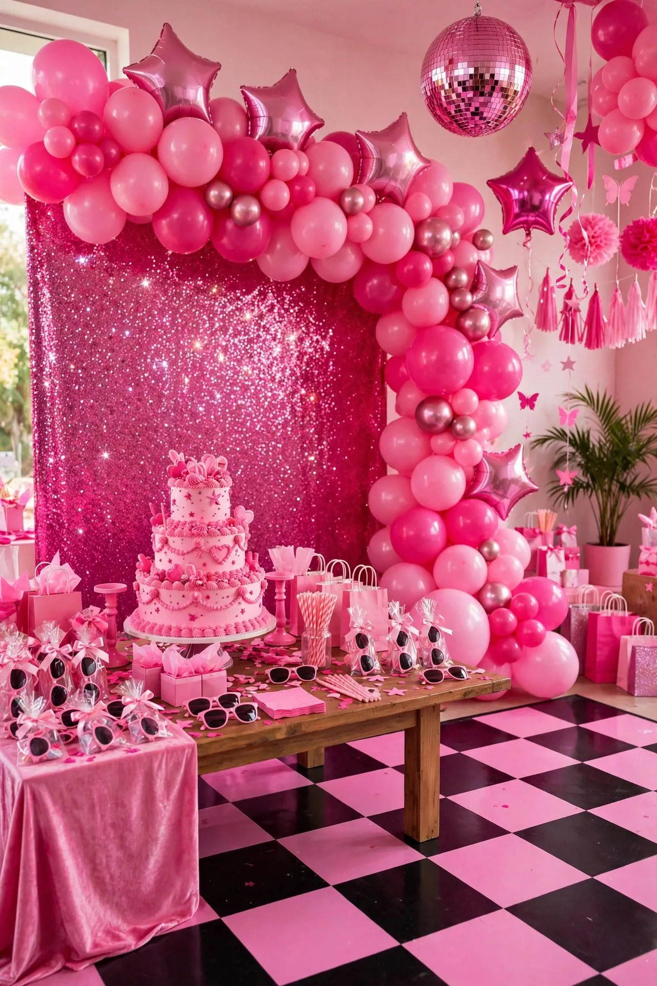 Barbie pink themed girls birthday party