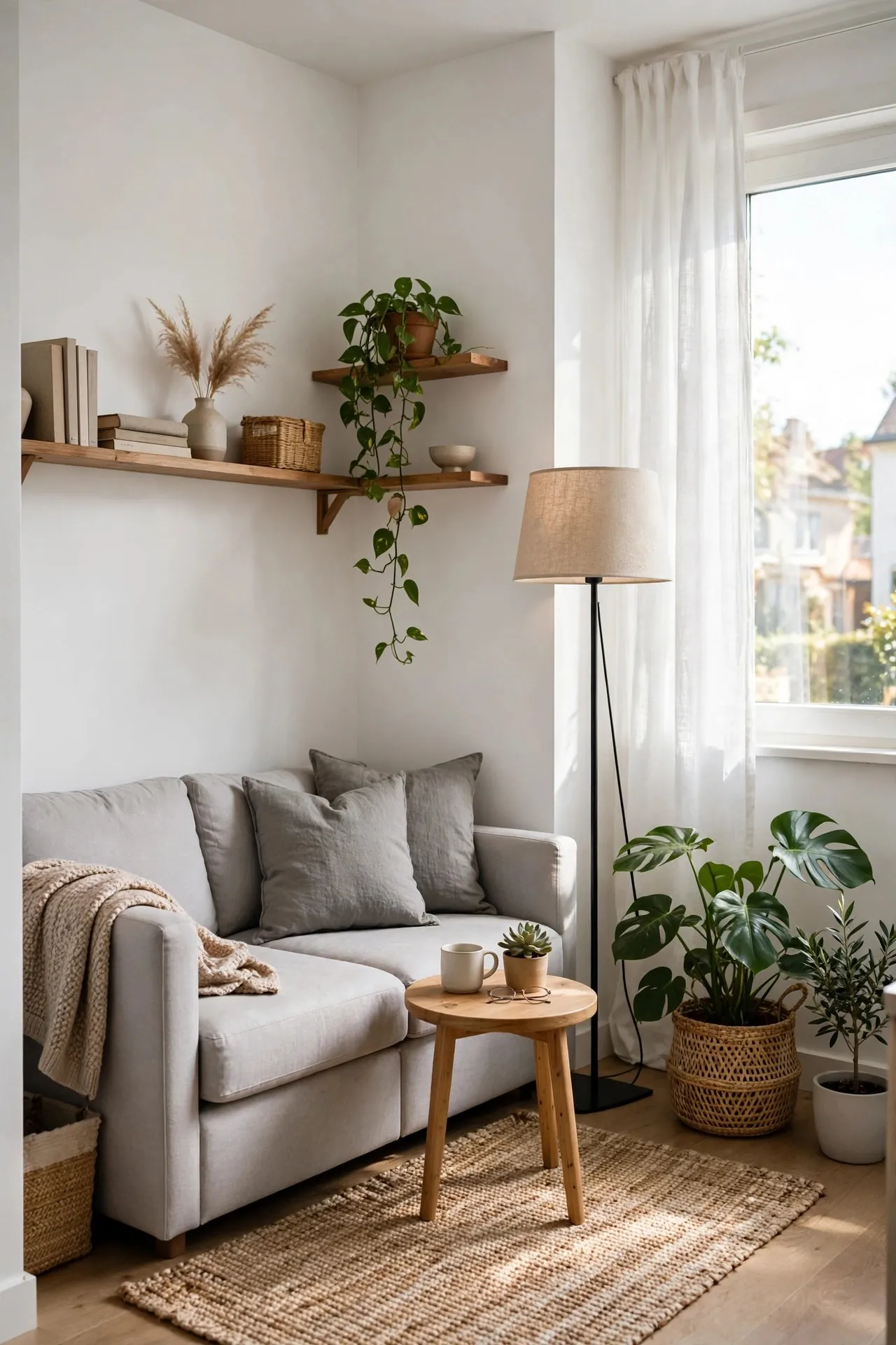 Small living room with a compact corner sofa