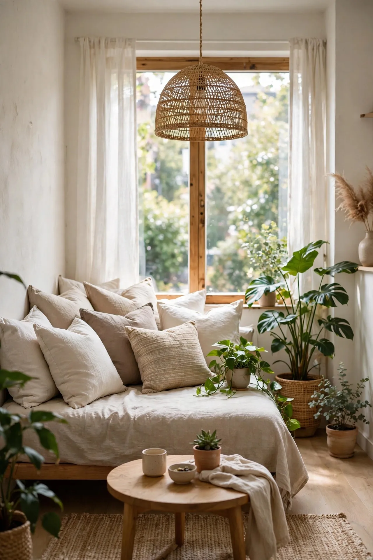 Small living room with a daybed and pillows