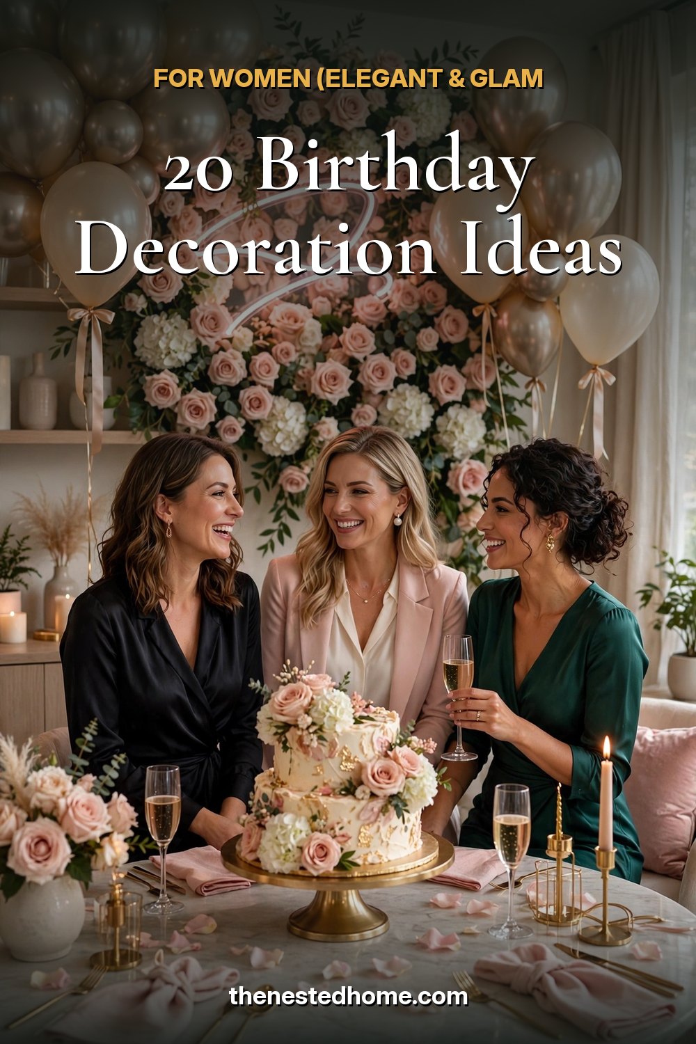 20 Birthday Decoration Ideas for Women (Elegant & Glam) pin