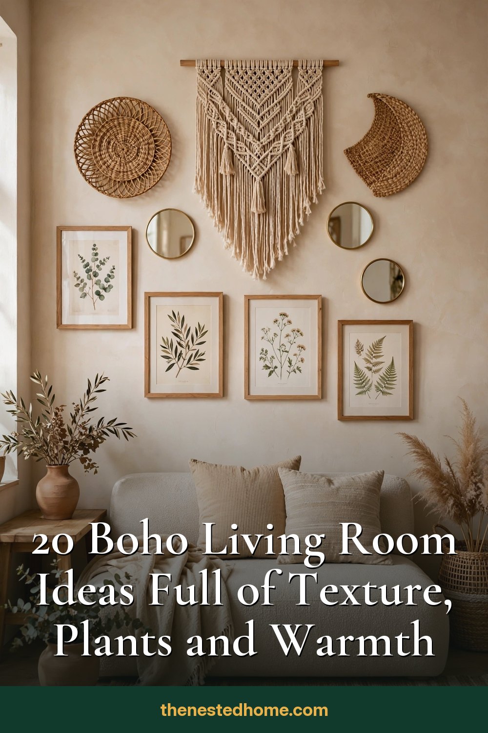20 Boho Living Room Ideas Full of Texture, Plants and Warmth pin