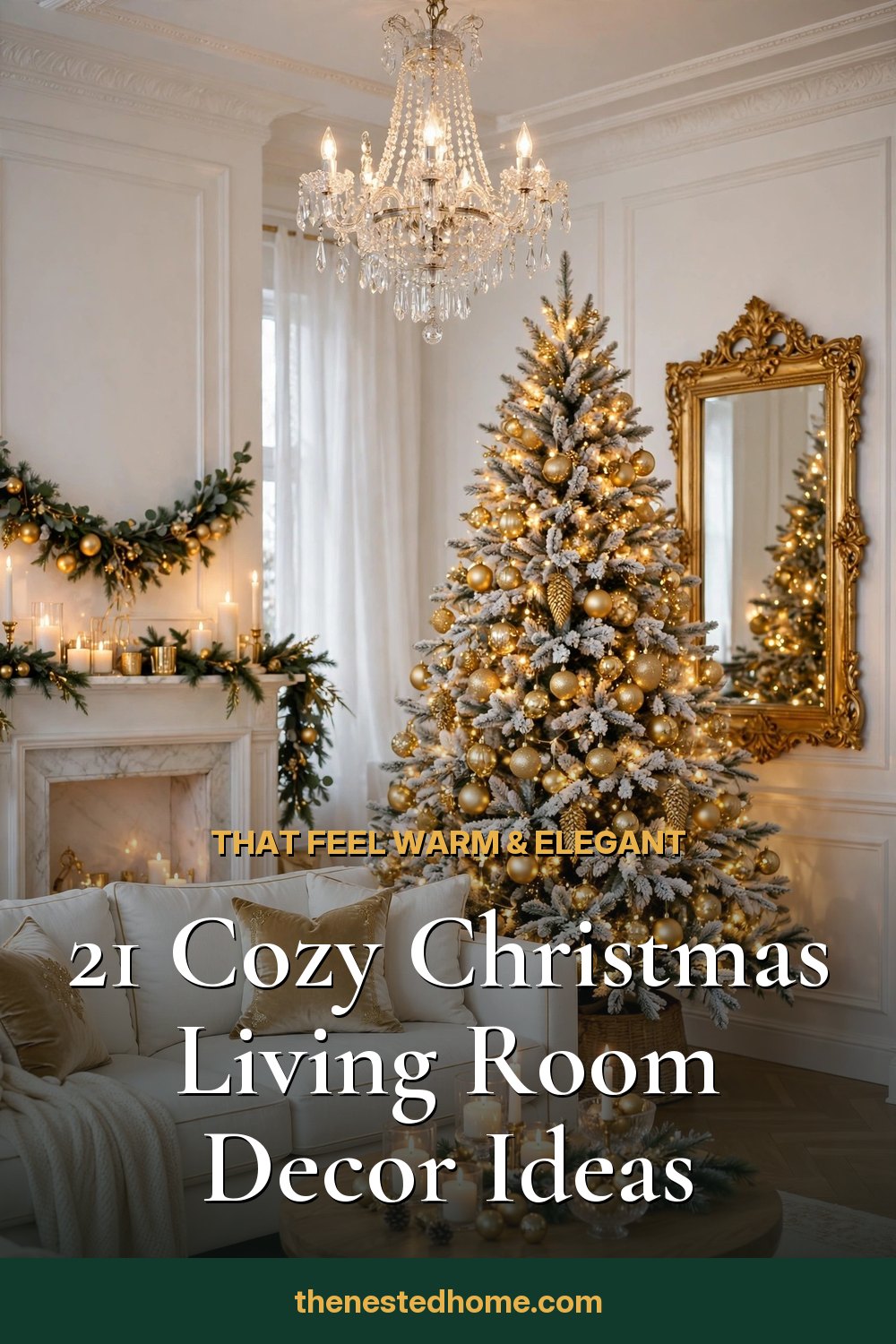 21 Cozy Christmas Living Room Decor Ideas That Feel Warm & Elegant pin