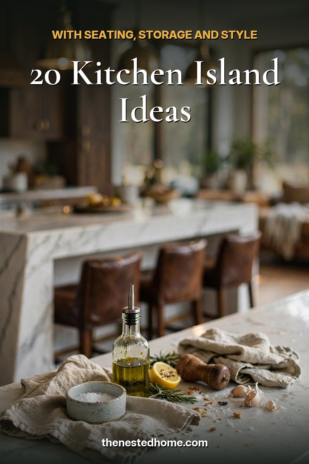 20 Kitchen Island Ideas With Seating, Storage and Style pin