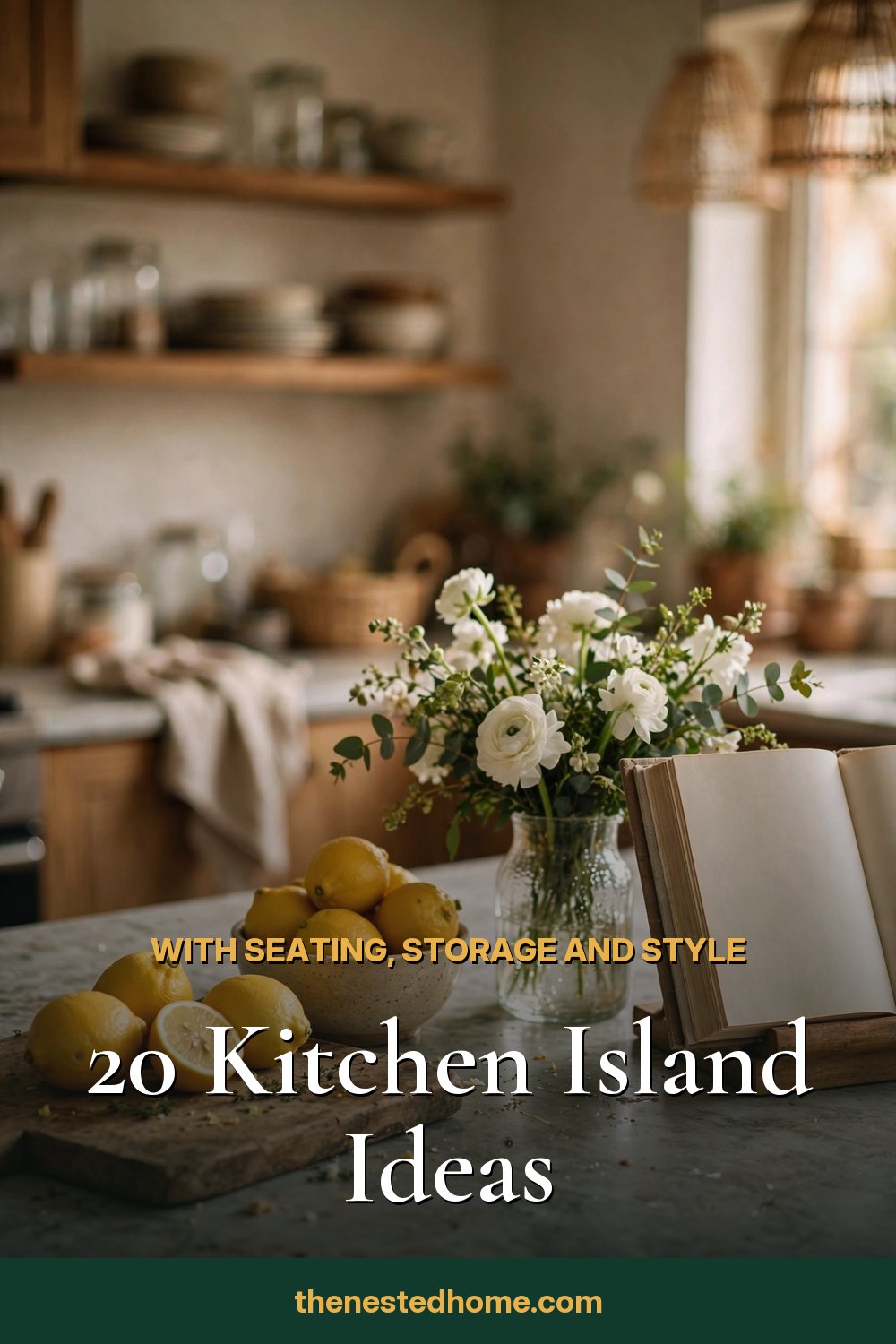 20 Kitchen Island Ideas With Seating, Storage and Style pin