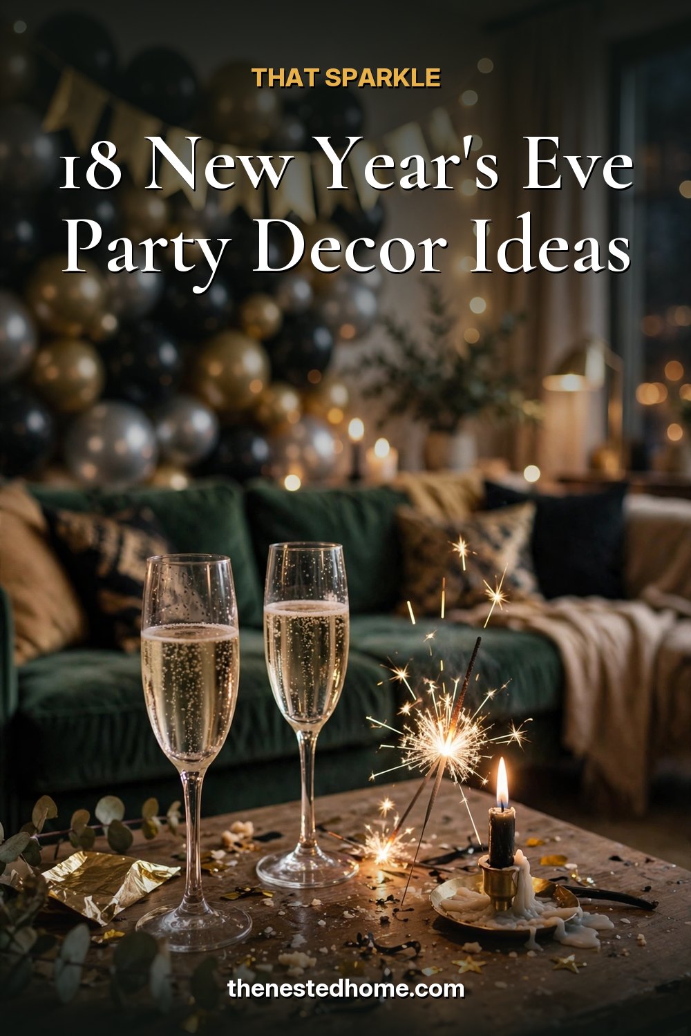18 New Year's Eve Party Decor Ideas That Sparkle pin