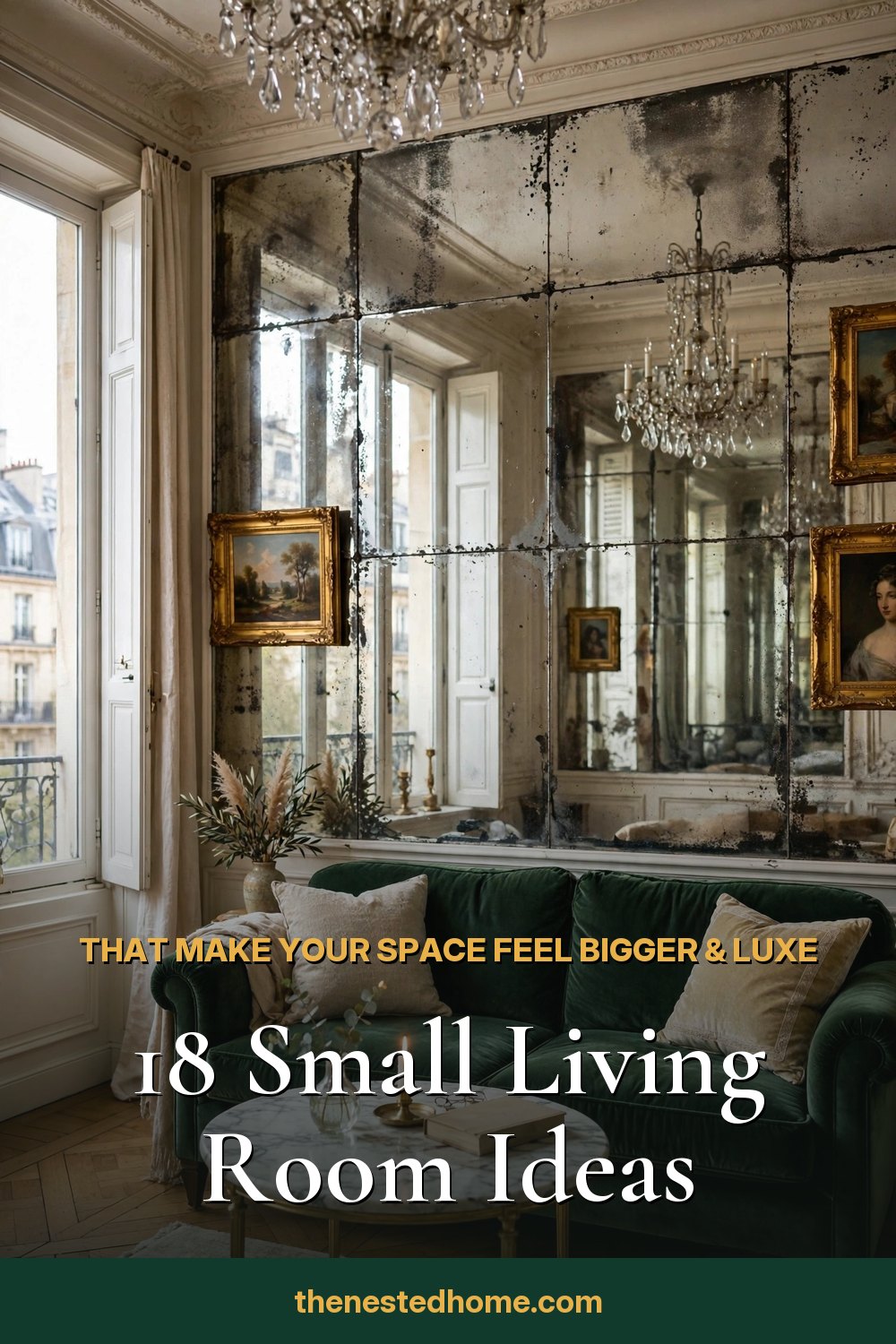 18 Small Living Room Ideas That Make Your Space Feel Bigger & Luxe pin